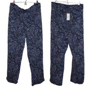 NWT Yesta Womens Sz 22/24W Floral Metallic Knit Straight Leg Pants Sz S (1453)